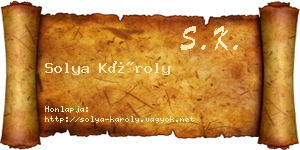 Solya Károly névjegykártya